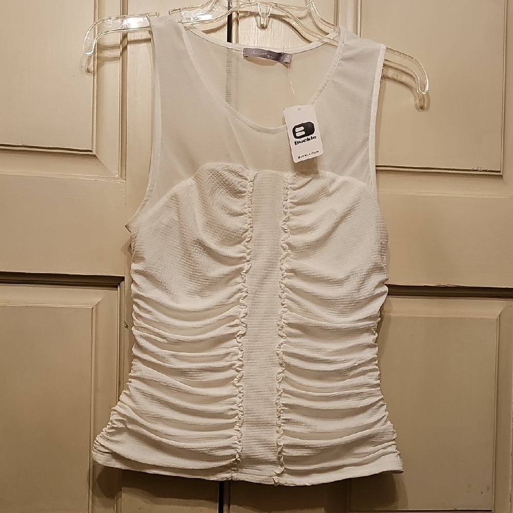 Chic White Ruched Tank Top